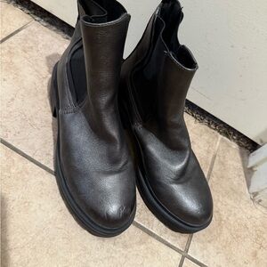 Grey Leather Ankle Boots